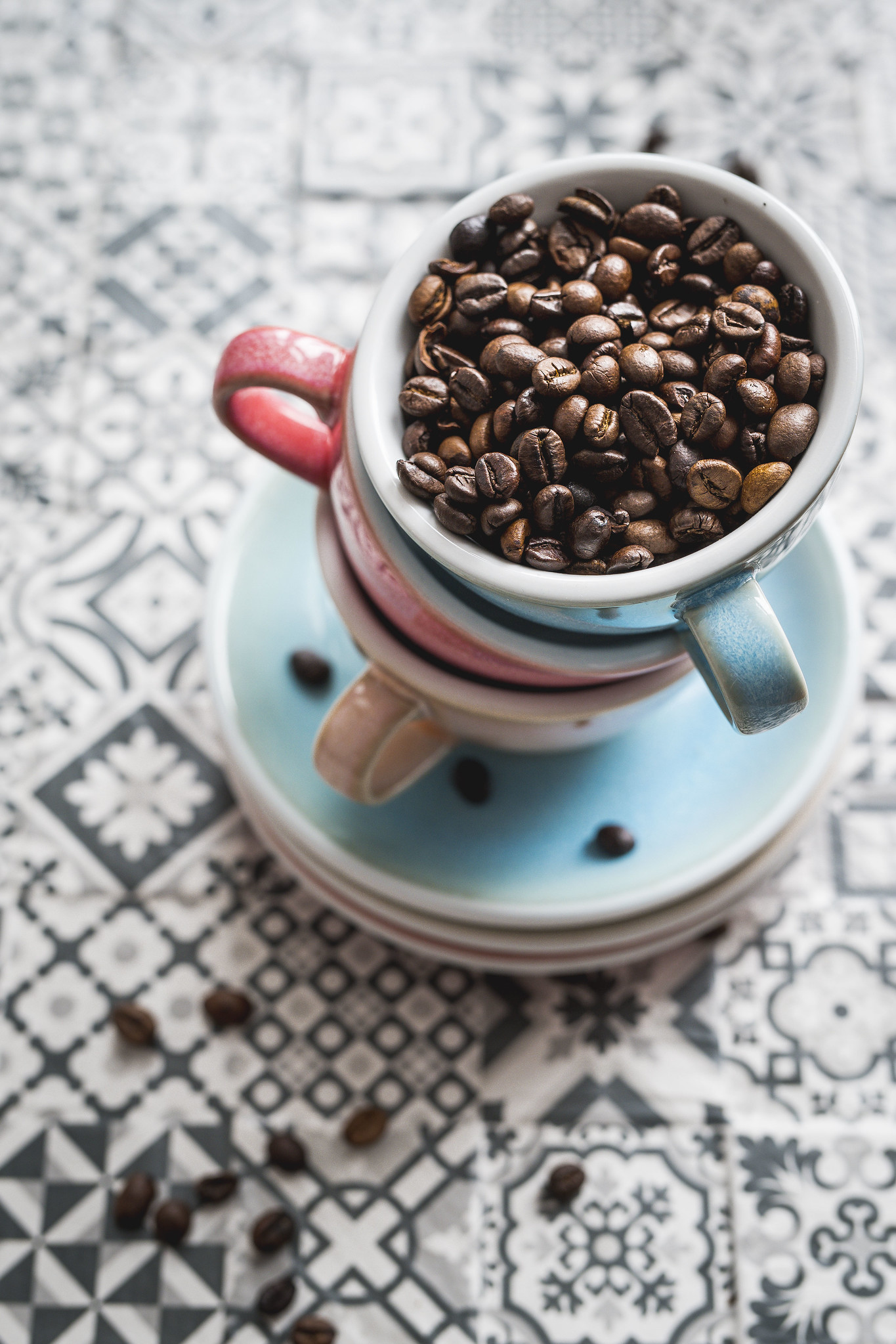 coffee beans in Loveramics cups