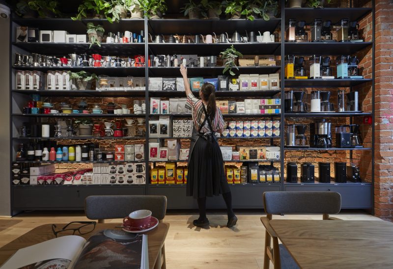 cafe shelves